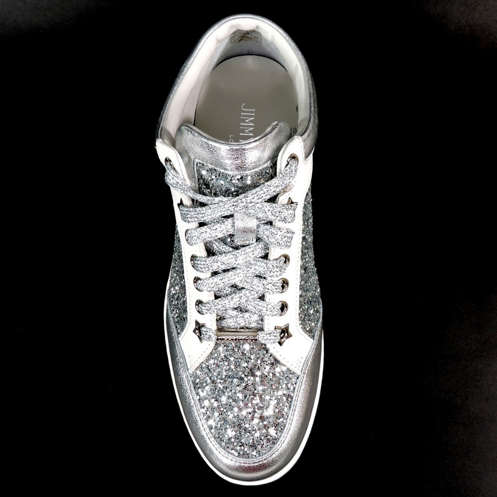 Jimmy Choo 🇮🇹 Women's White Leather  Fashion Sneakers - Picture 10 of 13